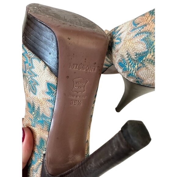 MISSONI Multicolor Patterned Platform Heels Size 38.5/8.5 - Picture 7 of 7